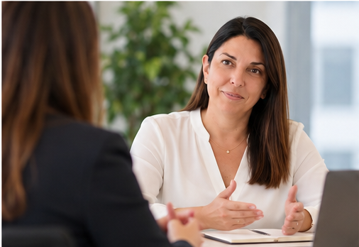 Cristina Iguaz en una sesión de coaching ejecutivo para managers